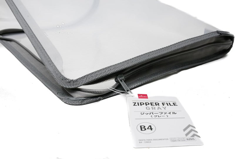 Daiso B4 Zipper File - Gray Document Organizer Folder - Image 2